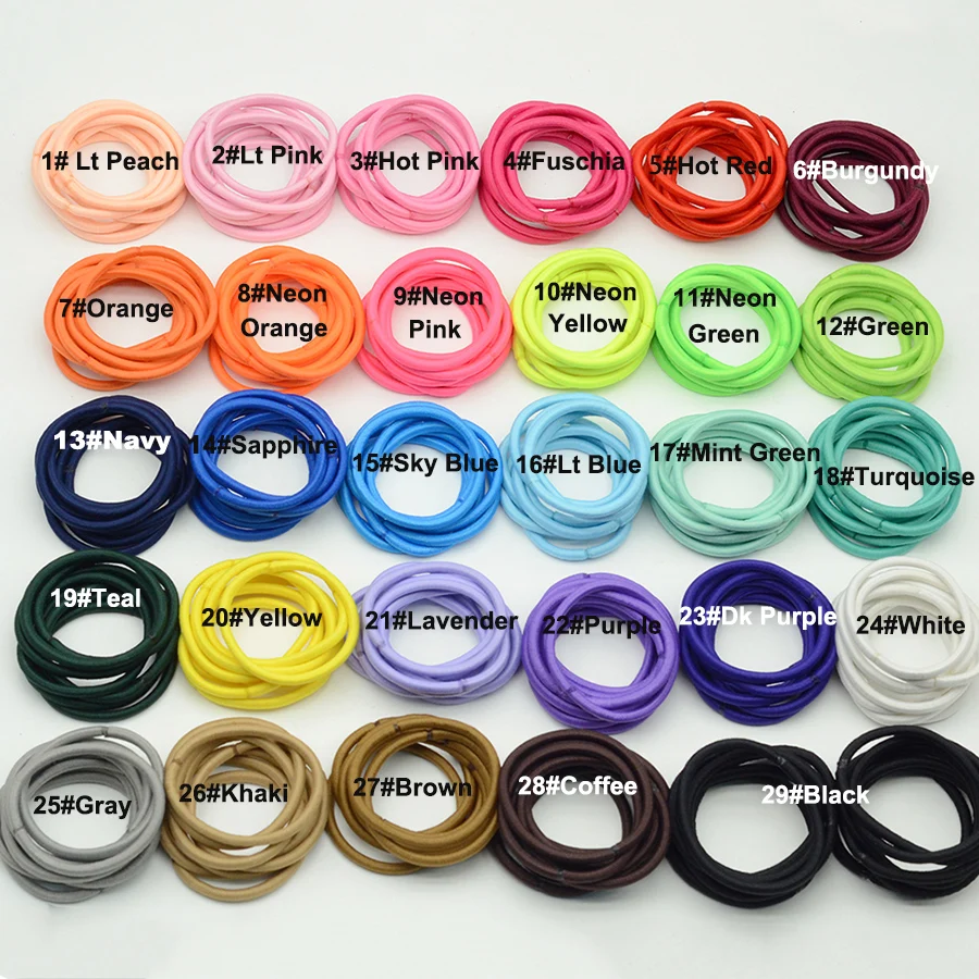 50PCS 4mm Elastic Hair Bands Ponytail Holders Base Rubber Hair Ties Bunhead Ropes Material for Handmade Kids Hair Accessories