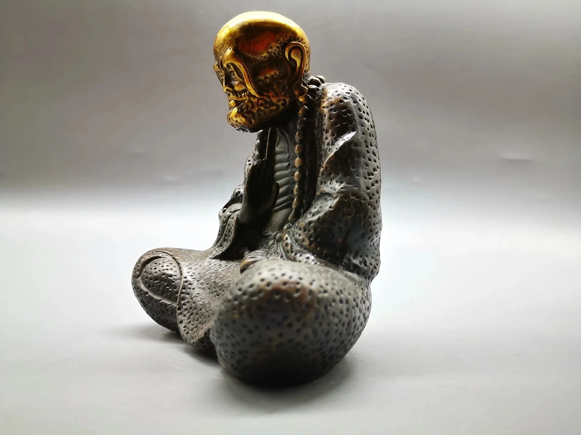 Tibetan Buddhism Temple Bronze Gilt Arhat Damo Bodhidharma Dharma Buddhas Statue