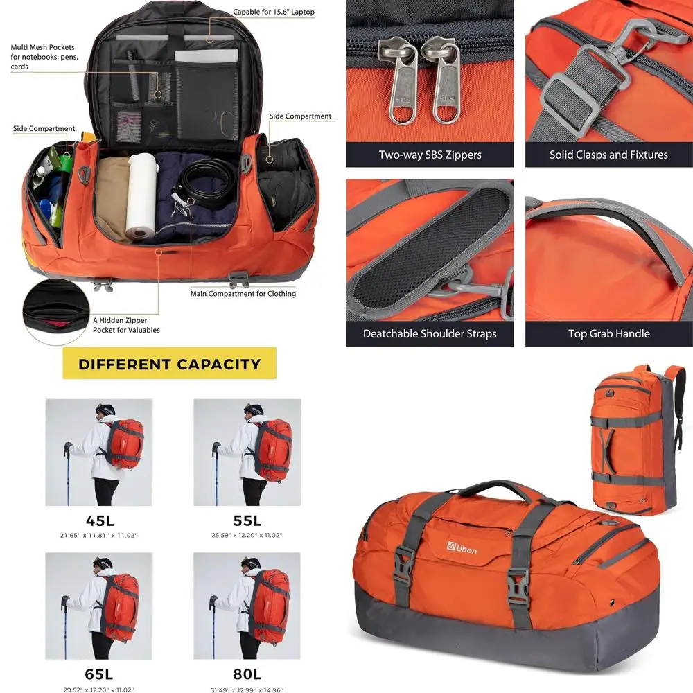 

Спортивный рюкзак 4-в-1: дорожная сумка с отделением для обуви для кемпинга и путешествий