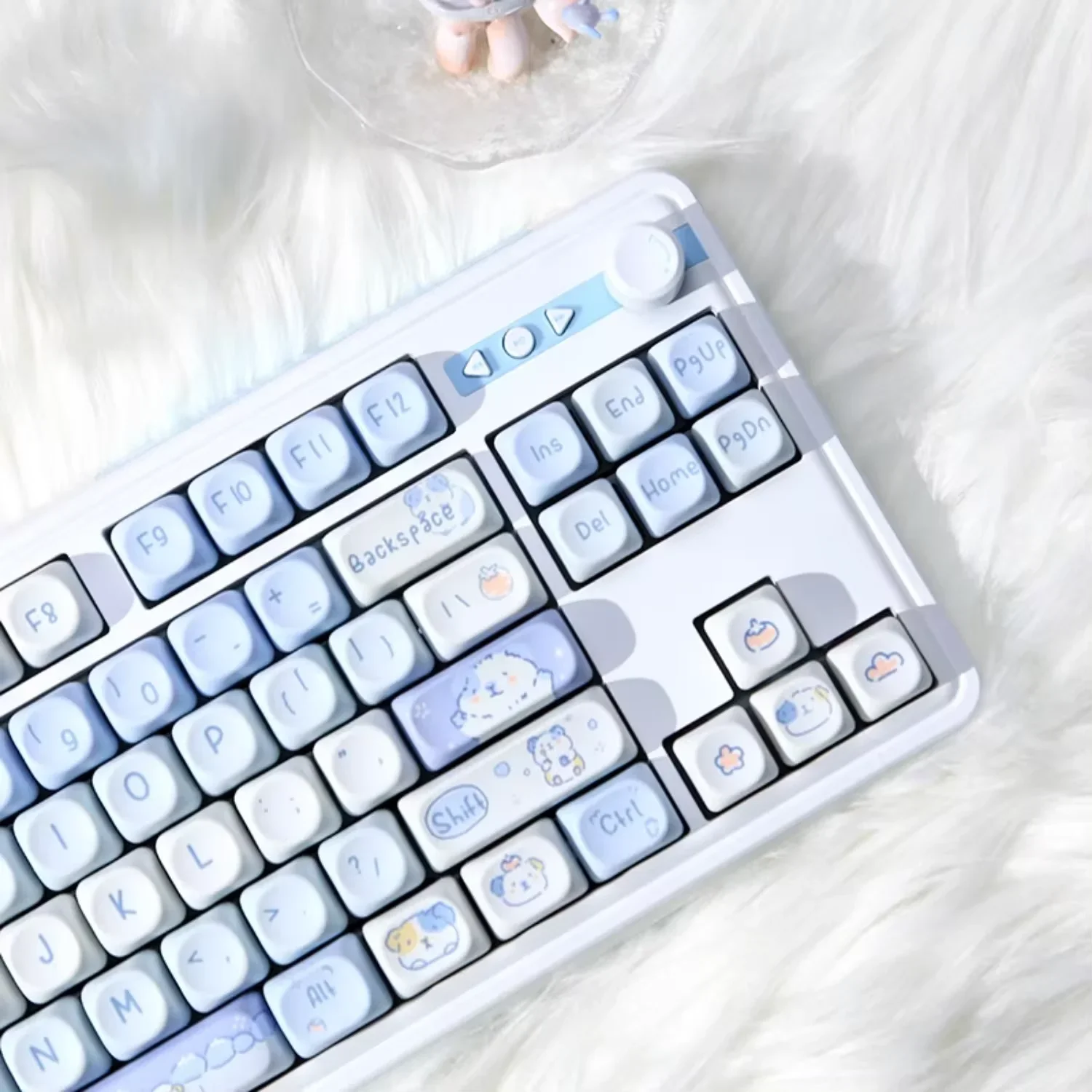 MOA Keycaps PBT 132 Keys Light Blue Potato Treasure Heat Sublimation Suitable for 60/80/87/98/104/108 Mechanical Keyboards