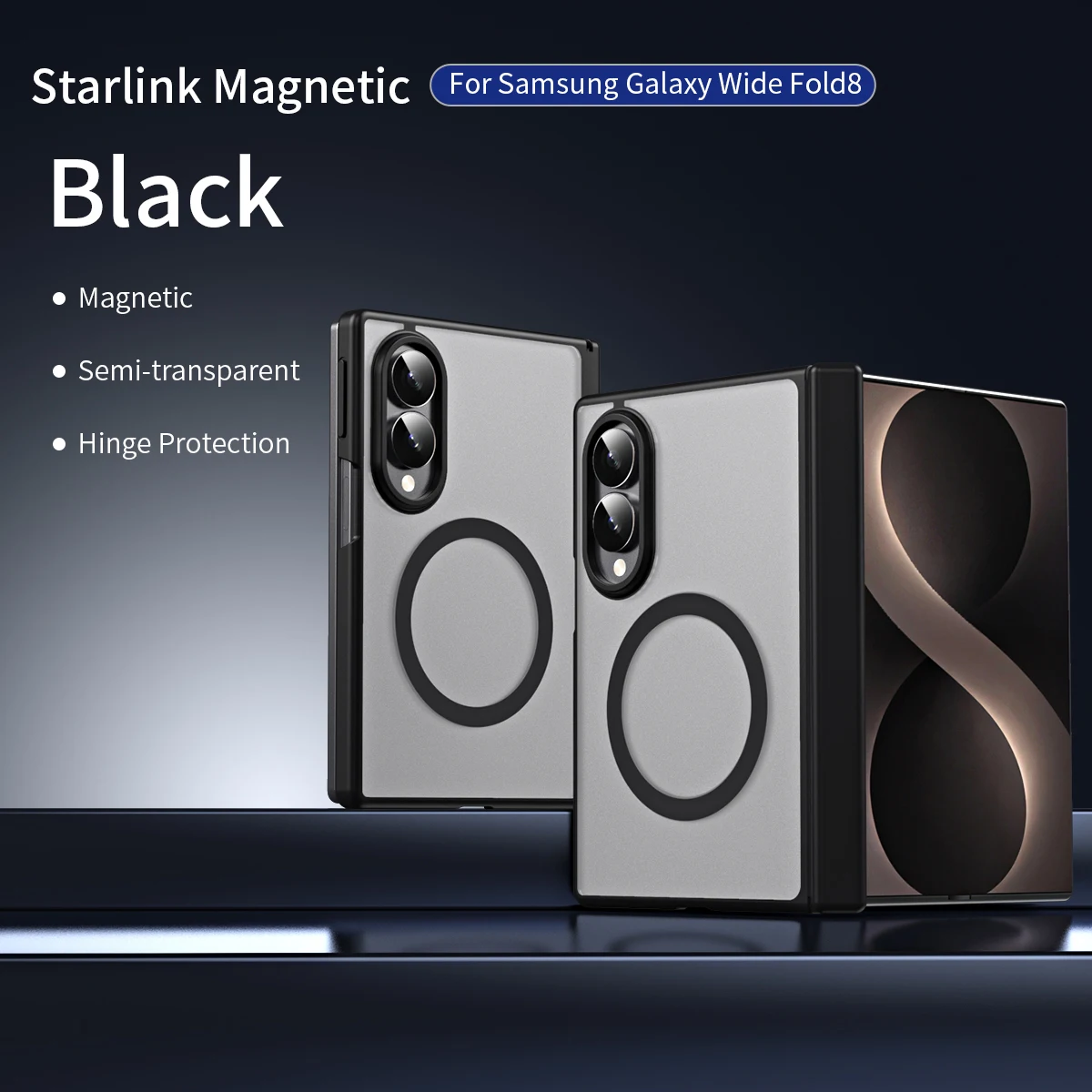 Starlink Magnetic Case For Samsung Z Fold 8/7/6/5/4, Soft-Touch Matte Semi-Transparent with Hinge Protection & MagSafe Support
