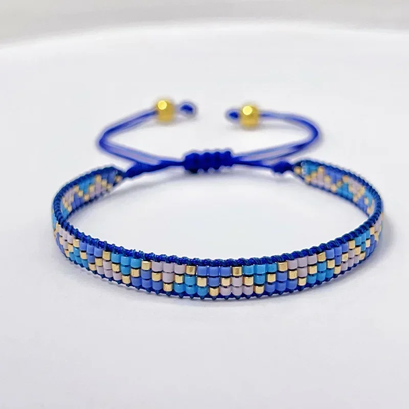 Beaded bracelet Leopard print Originality Design Cross Female Hand knitting Bohemia Adjustable Tide Simple Rice bead bracelet