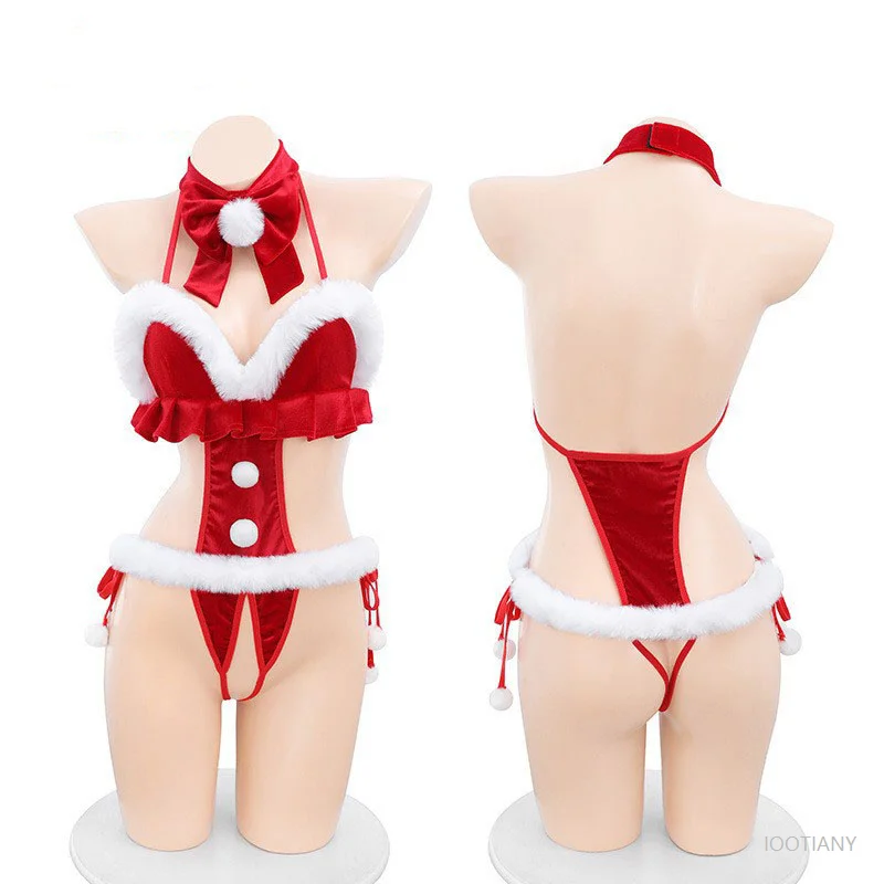 

Christmas Costume Sexy Lingerie New 2024 Bodysuits Cosplay Santa Bunny Girls Lingeries Hollow Out Backless Erotic Playsuit Suit