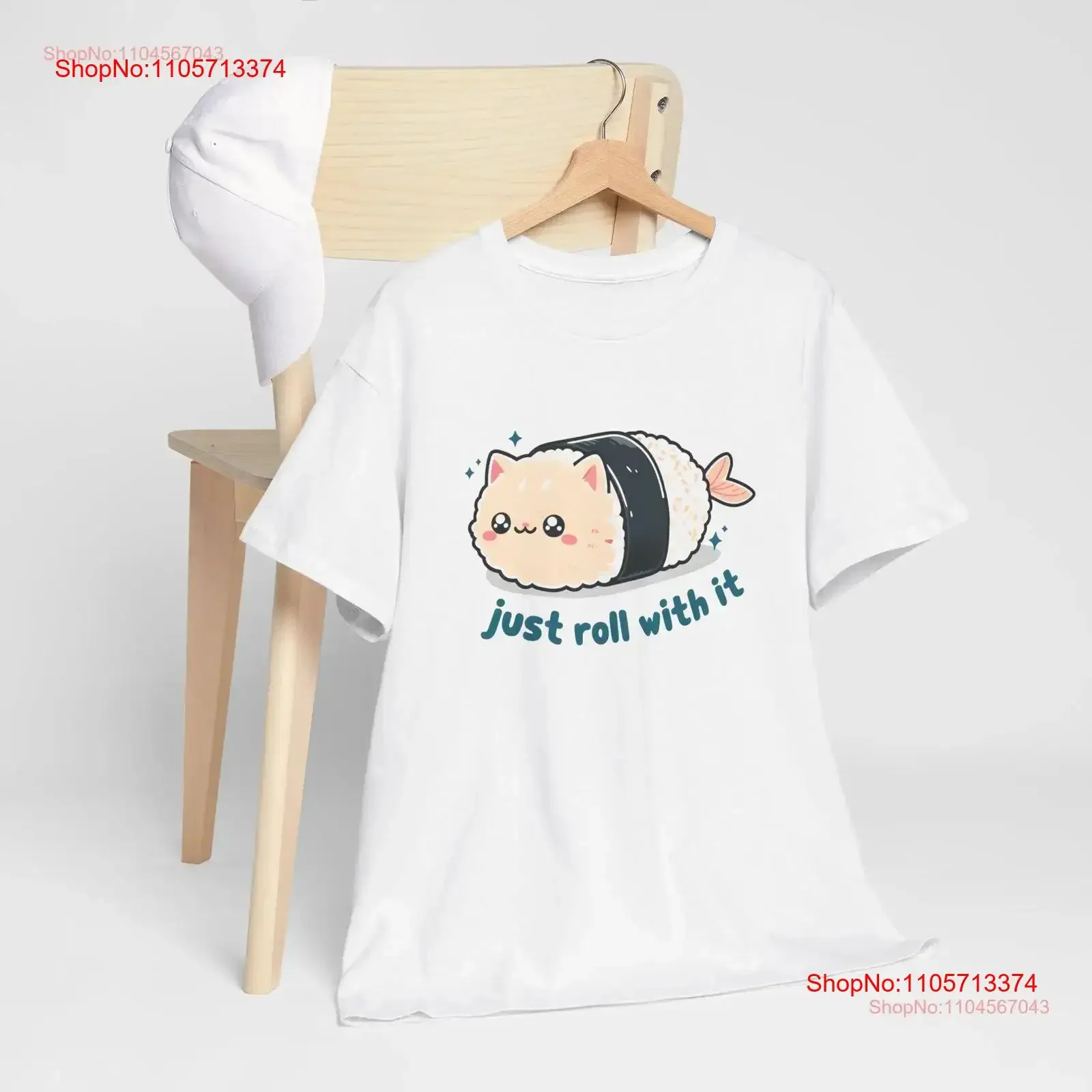 Kawaii Sushi Kitten T Shirt Adorable Cat Wrapped in Roll Cute vintage Washed Versatile Top For Everyday Wear homme Breathable