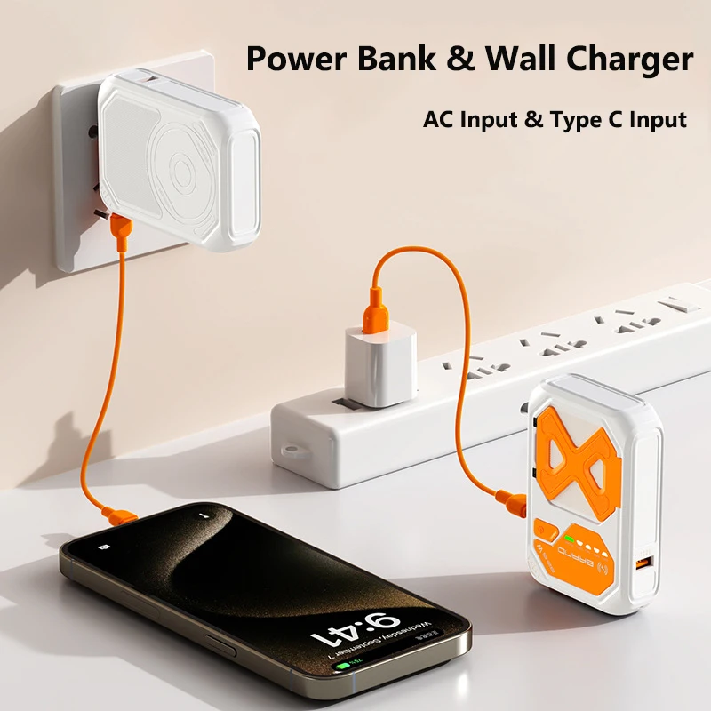 20000mAh Magsafe Power Bank Travel Wall Charger Magnetic Wireless 22.5W Fast Charger For iPhone 16 15 X Samsung Xiaomi Powerbank