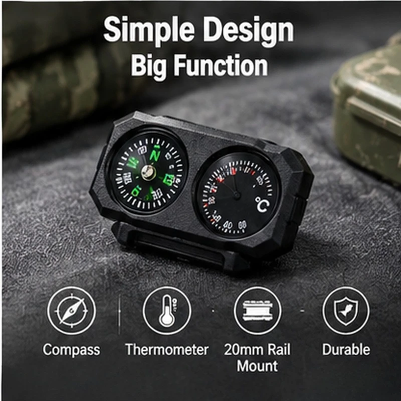 Universal 20MM Rail Nylon Compass Thermometer, Model Decoration Ornament Accessory for Hobby Model