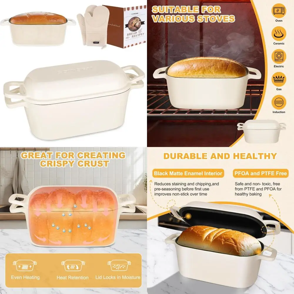 

Чугунная сковорода-казан на 3,6 кварты с крышкой, идеально подходит для выпечки хлеба на закваске