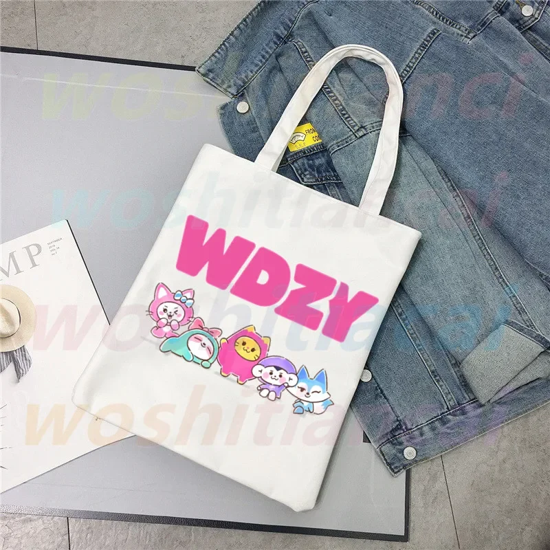 ITZY Logo Kpop Kore Kız Grubu Ulzzang Alışveriş Çantası Baskı Kanvas Tote Çanta Çanta Kadın Çantası Harajuku Omuz Çantaları