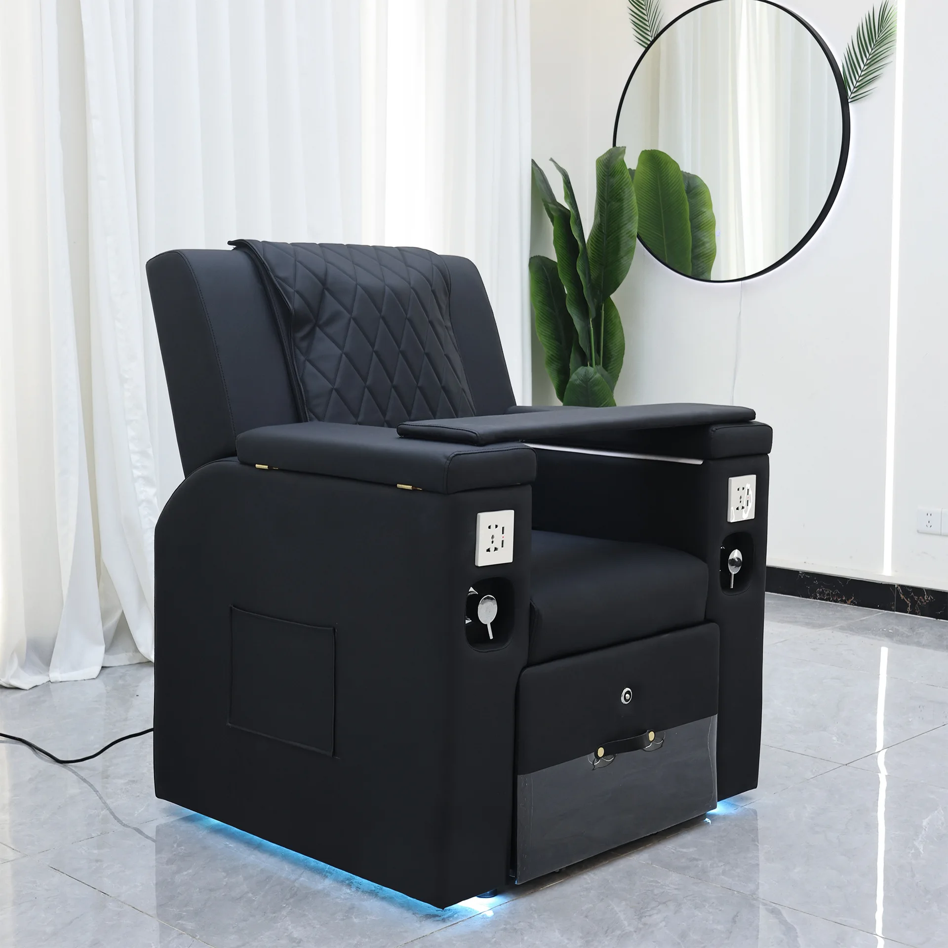 New Light Luxury Genuine Leather Beauty Salon Nail Salon Eyelash Salon Foot Bath Electric Massage Foot Therapy Sofa Chair