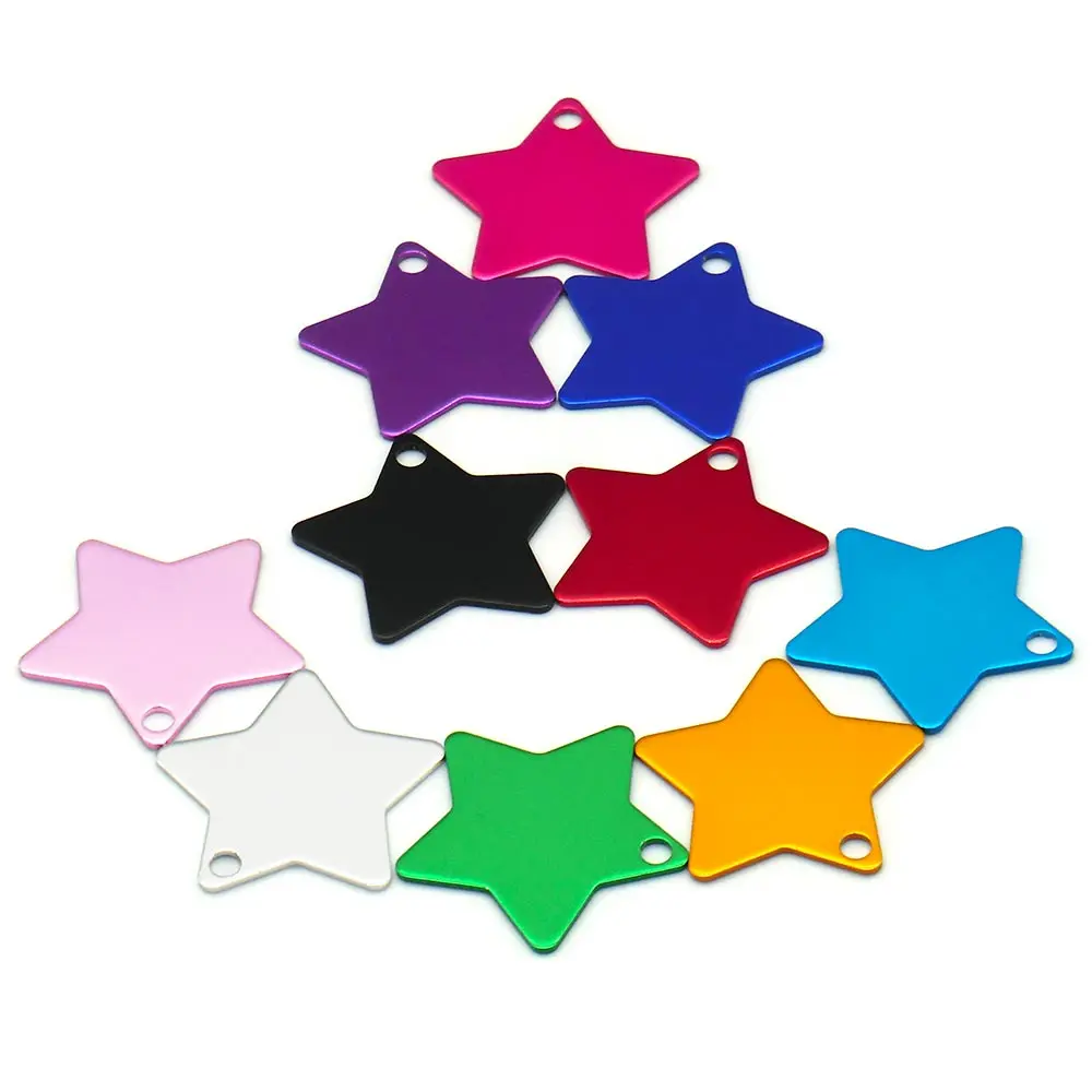 20PCS Aluminum Star shapeCustom Engraved Name Phone Number Pet Cats Dogs ID Tags Customizd Personalized Design  Accessories