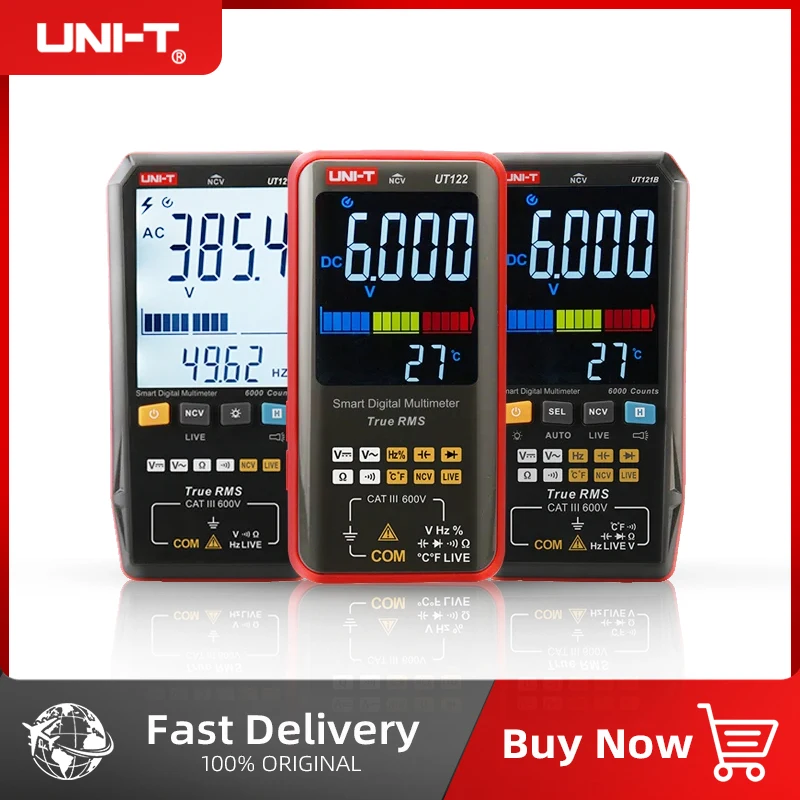 UNI-T UT121A UT121B UT122 الذكية الرقمية المتعدد التيار المتناوب تيار مستمر جهاز قياس الجهد الكهربائي المتعدد صحيح RMS مقياس السعة الرقمية تردد متر