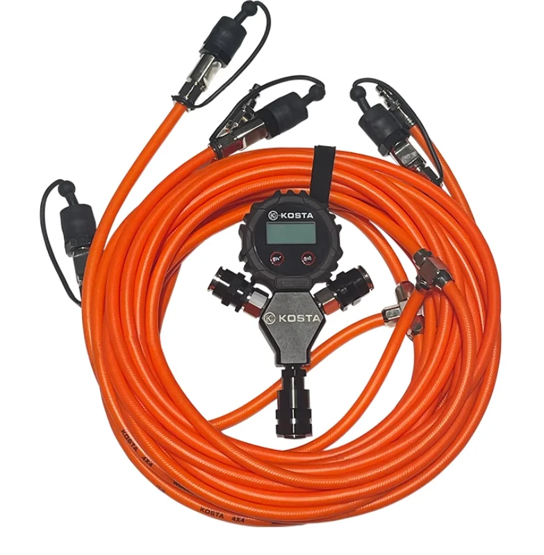Full Top 4 Tire Inflation and Deflation System Fast High Flow Air Up and Down Kit Digital Pressure Gauge