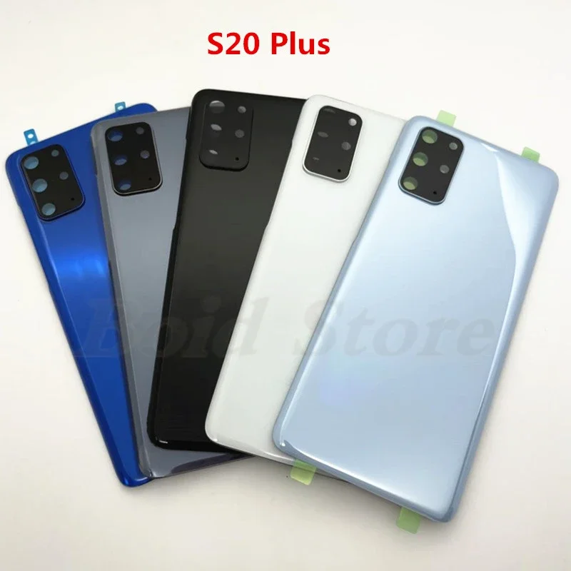 Casing penutup belakang Baterai untuk Samsung Galaxy S20 Plus G985 G985F Panel kaca casing Housing pintu belakang dengan lensa kamera