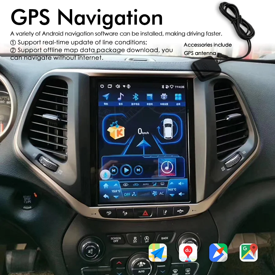 Android Auto For Jeep Cherokee 5 KL 2014 - 2018 Car Radio Multimedia Player Navigation GPS Stereo DSP BT 5.0 IPS Carplay Screen