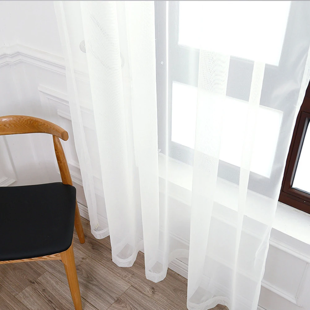 

Gauze Curtain Transparent Window Curtains Sheer Voile Tulle Thin For Home Bedroom Living Room White 140X213Cm Light Filtering