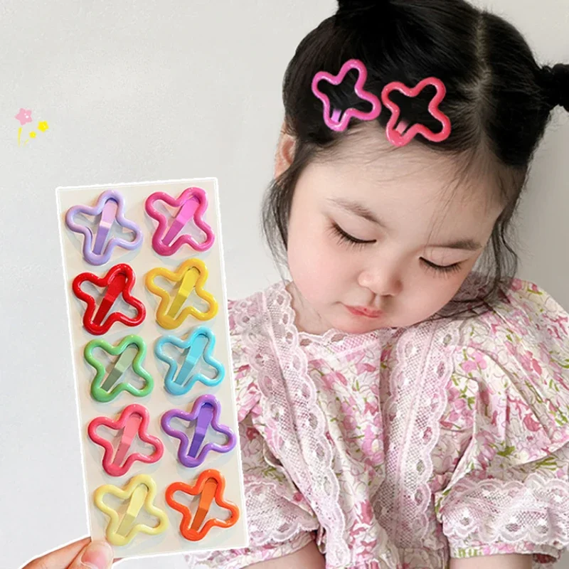 10 Pcs/Set Baby Girls Fashion Multicolored Geometric Alloy Ornament Hair Clips Children Barrettes Hairpins Kids Hair Accessories