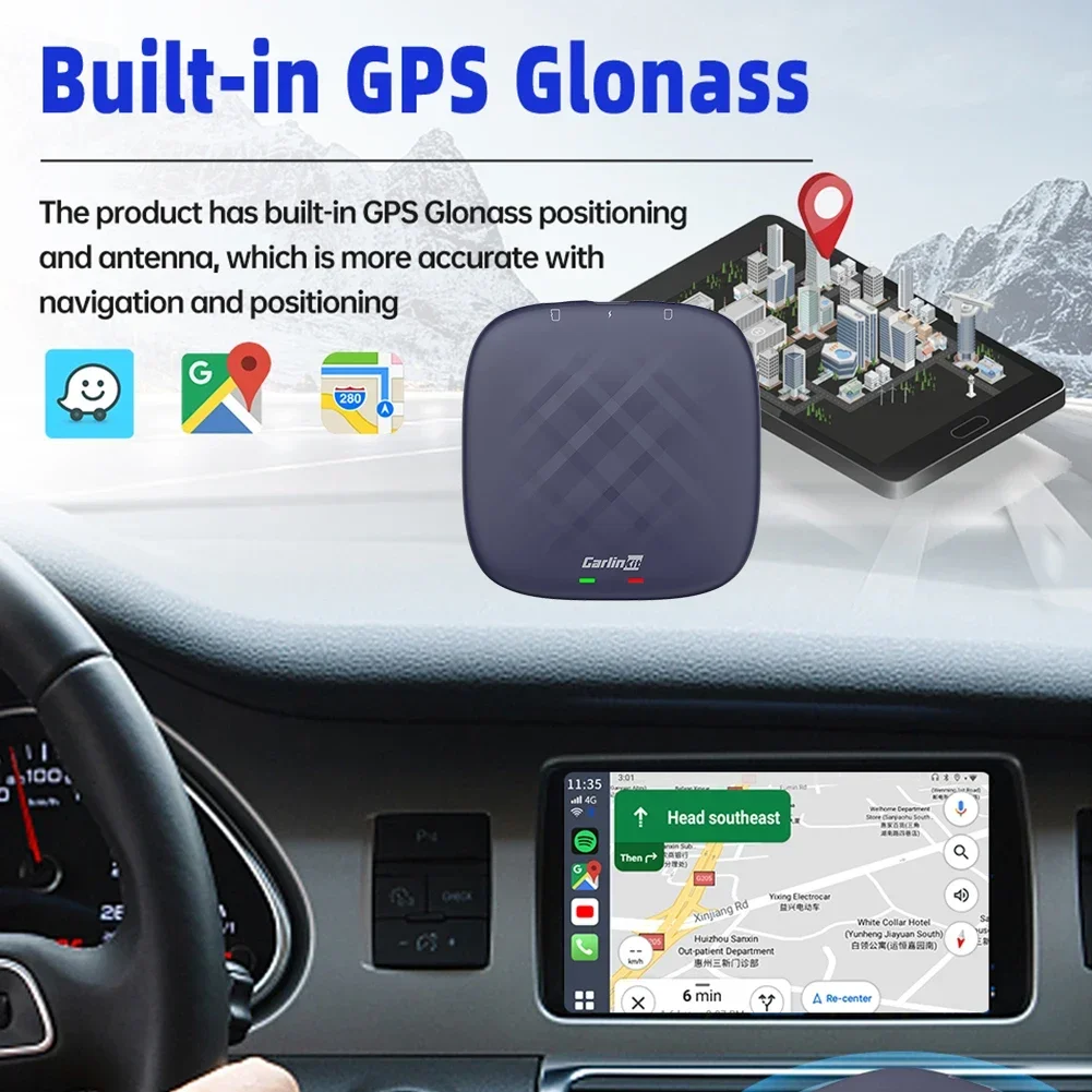 Per CarlinKit Android 13 CarPlay Ai Box Plus Wireless Android Auto & CarPlay AI Smart TV Box GPS Glonass integrato 64/128GB