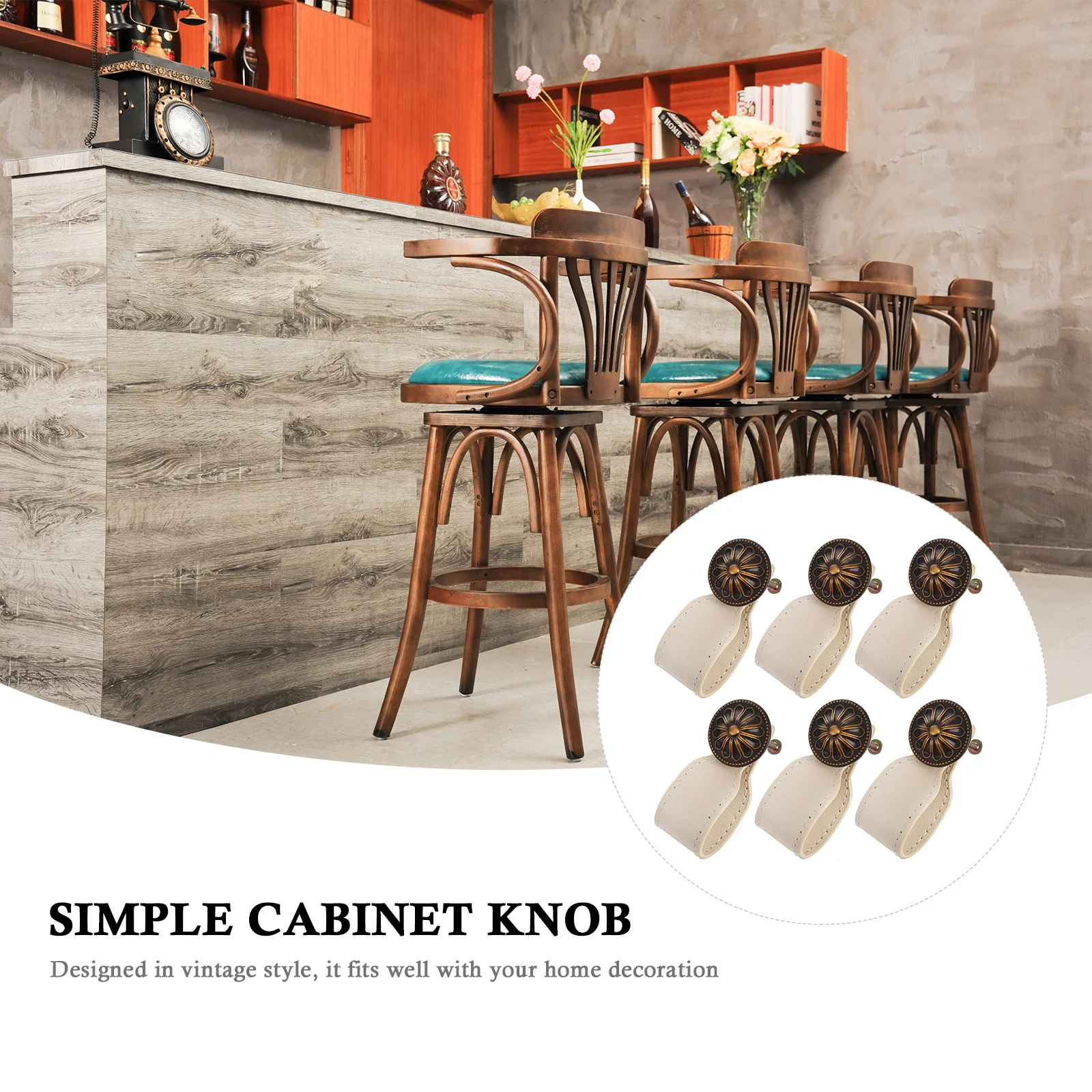 

6Pcs Drawer Pull Handles Vintage Durable Cabinet Wardrobe Dresser Kitchen Cabinet Door Knobs Wardrobe Handles