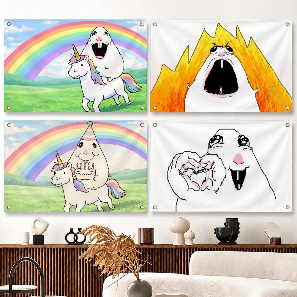 Hamster Meme funny Flags Flag Soft skin-friendly Durable Tapestry Outdoor  Flaga  party Home living room bedroom Decoration