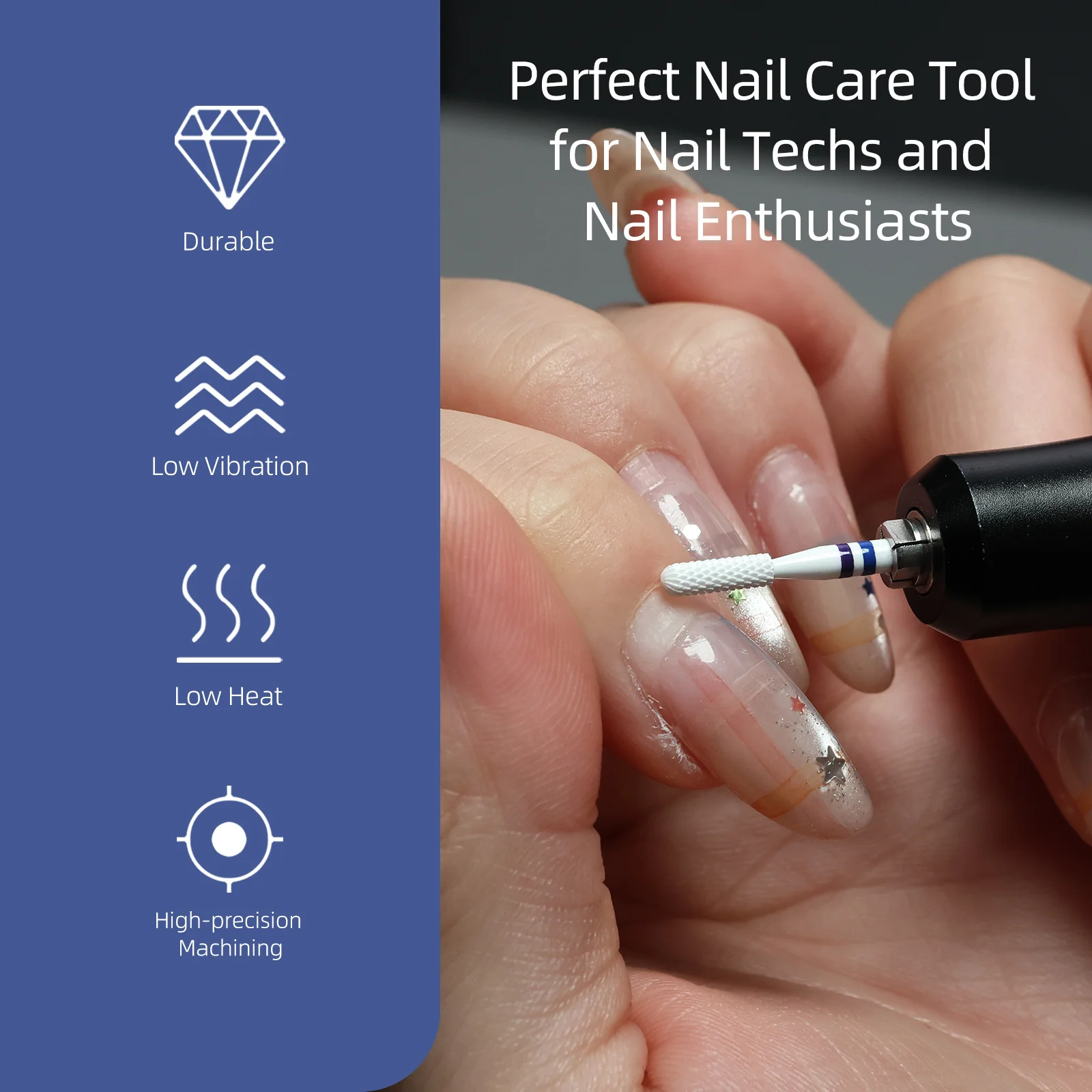 HYTOOS 2mm Mini Barrel Composite Ceramic Nail Drill Bits White High Hardness Pro E-file Bit for Cuticle Clean Gel Removal Tool