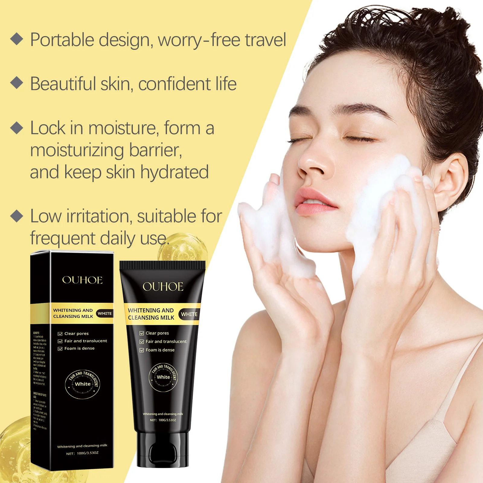 OUHOE Niacinamide Whitening Cleanser Deep Cleansing Moisturizing Non‑Tightening Hydrating Brighten For Face Whiten Care Cleanser