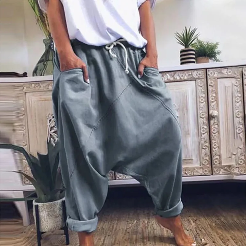 Pantalon sarouel décontracté à entrejambe pour femmes, sarouel à lacets à la mode, pantalon pour femmes, Streetwear Hip-hop surdimensionné pour femme