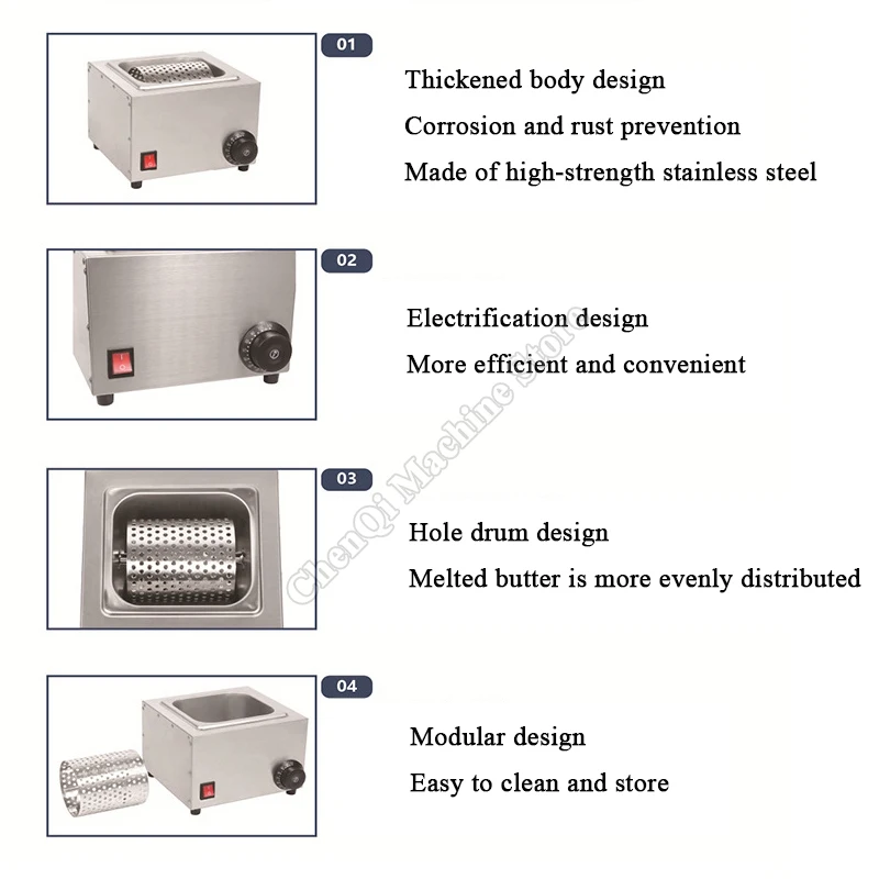 電気ステンレス鋼バターローラー新設計電気ヒーターバターホイール大容量バターウォーマーパンスプレッダー
