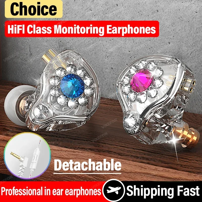 Wired Earphones in Ear Headphones HiFi Bass For iPhone Android 3.5mm Detachable Cable Sport Earbuds Mic Noise Isolating Musics