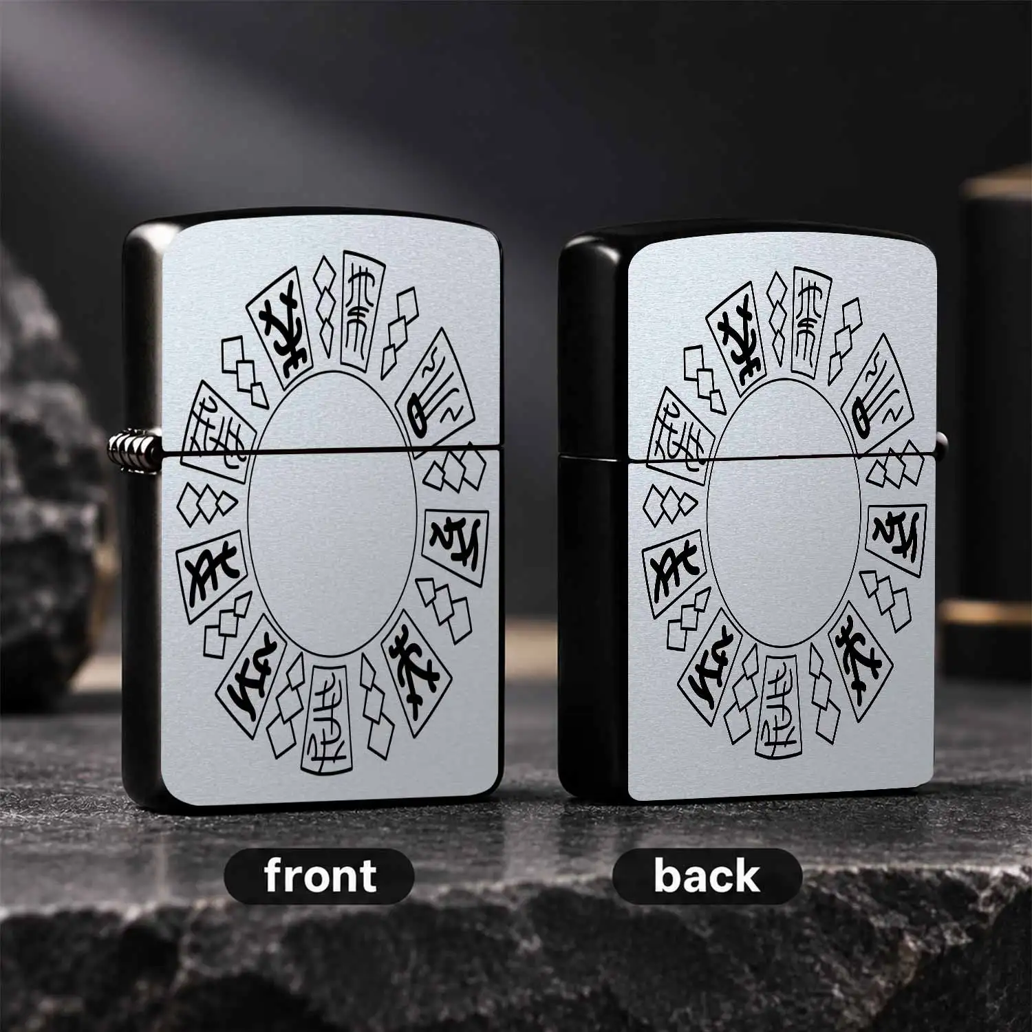 Stylish Circular Seal Script Pattern Decorative Lighter, Portable Exquisite All-Scene Usable Ignition Accessory, Unique Cultural Creative Gift For Daily Casual Business Occasions, Delicate Ornamental Practical Daily Car A Humorous And Inter