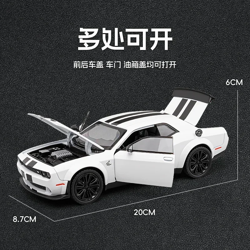 1:22 Dodge Challenger SRT Alloy Model Car Diecasts Metal Sports Alloy Car Model Simulation Sound Light Collection Boys Toy Gift