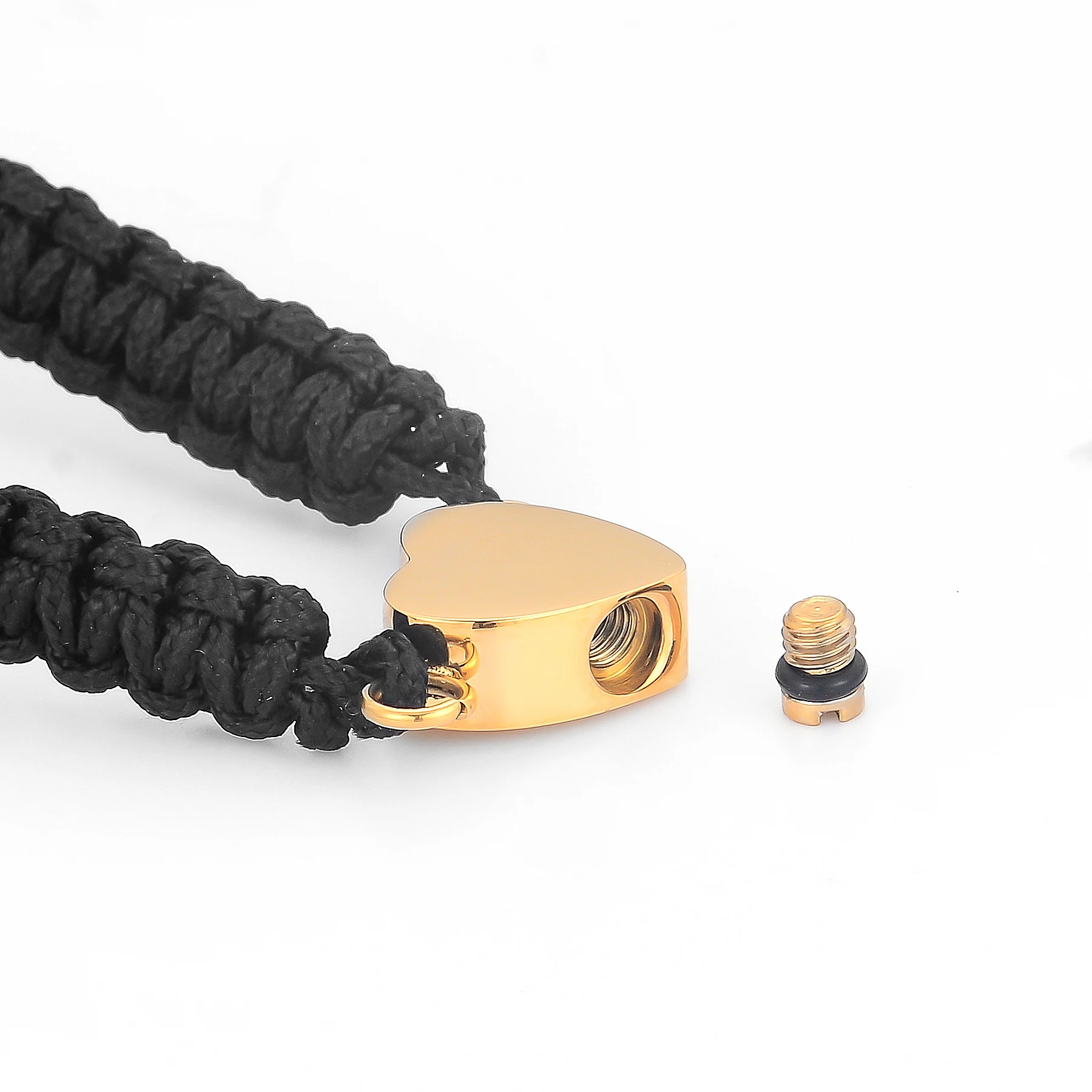 Herzförmiges Urnen-Armband für Asche, Edelstahl-Andenkenhalter, Asche-Armband mit geflochtenem Seil für Frauen – Detail 3