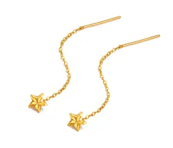 18k gold earrings for women fine gold drop earring simple star earrings long earring