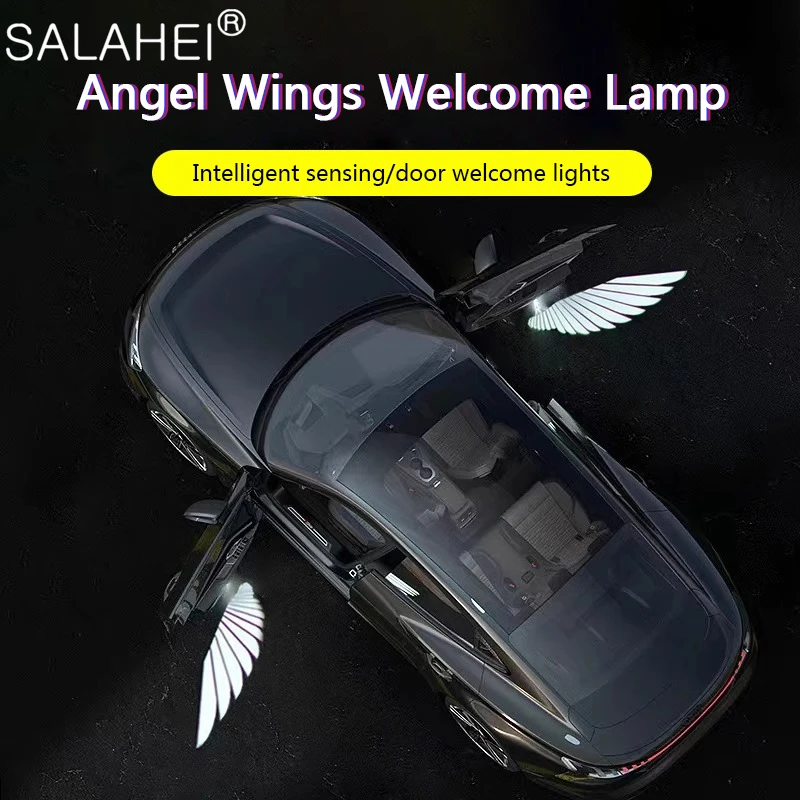 2Pcs Universal Car Angel Wings Welcome Light Auto Door LED Projector Lamp Atmosphere Dream Fly Projection Shadow Decorative Bulb