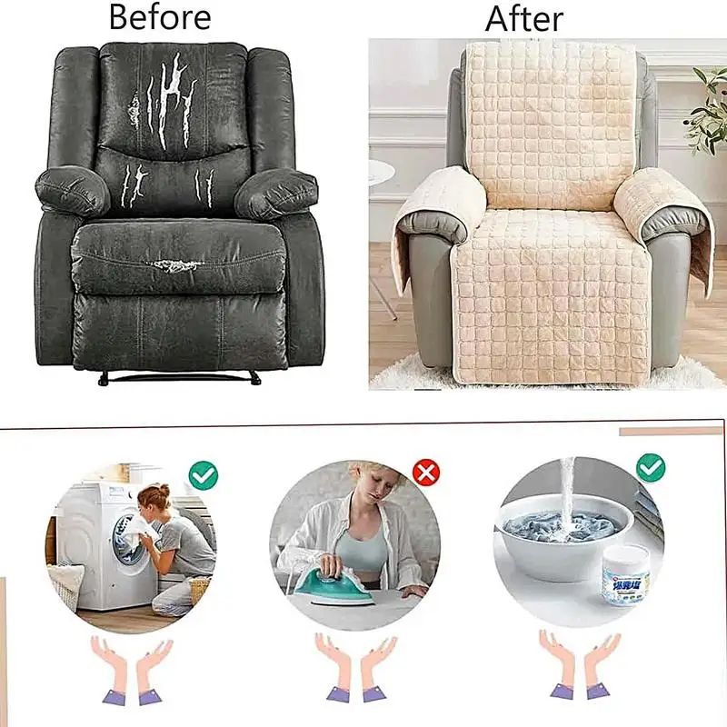 Sofa Cover Couch Furniture Slipcovers Recliner Chair Cover Water Repellent Armchairs Slipcovers Sofa Couch With Adjustable Strap