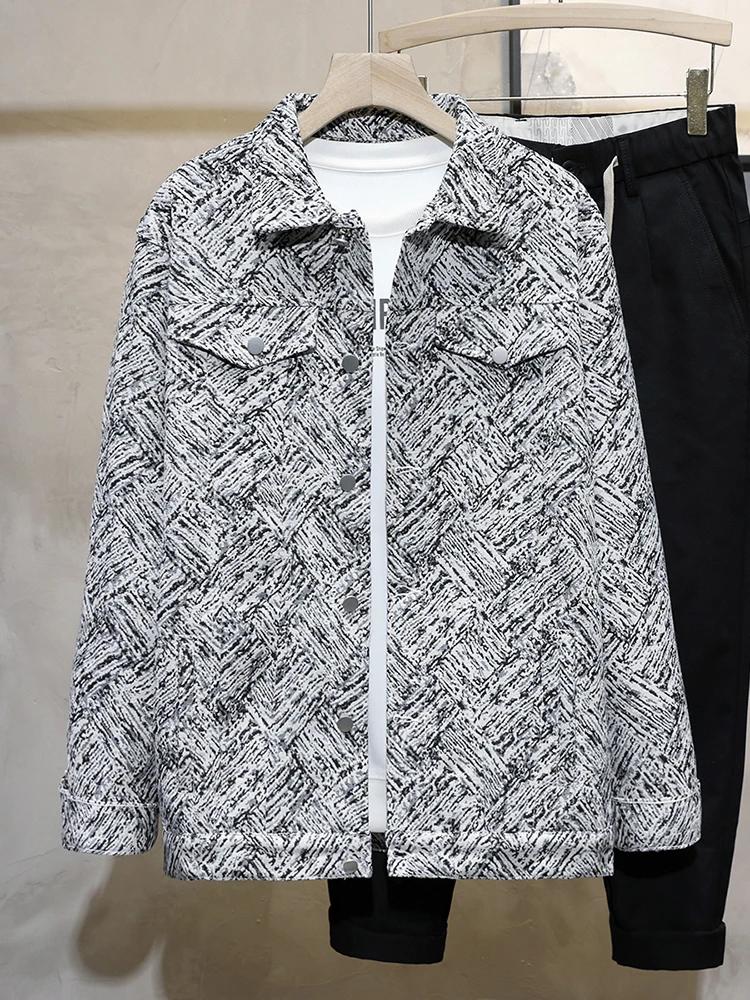 

Men's Denim Jaet Casual Retro American Sle Collar All-Match Winter Faion Brand Youth ular Loose Fit Long Sve