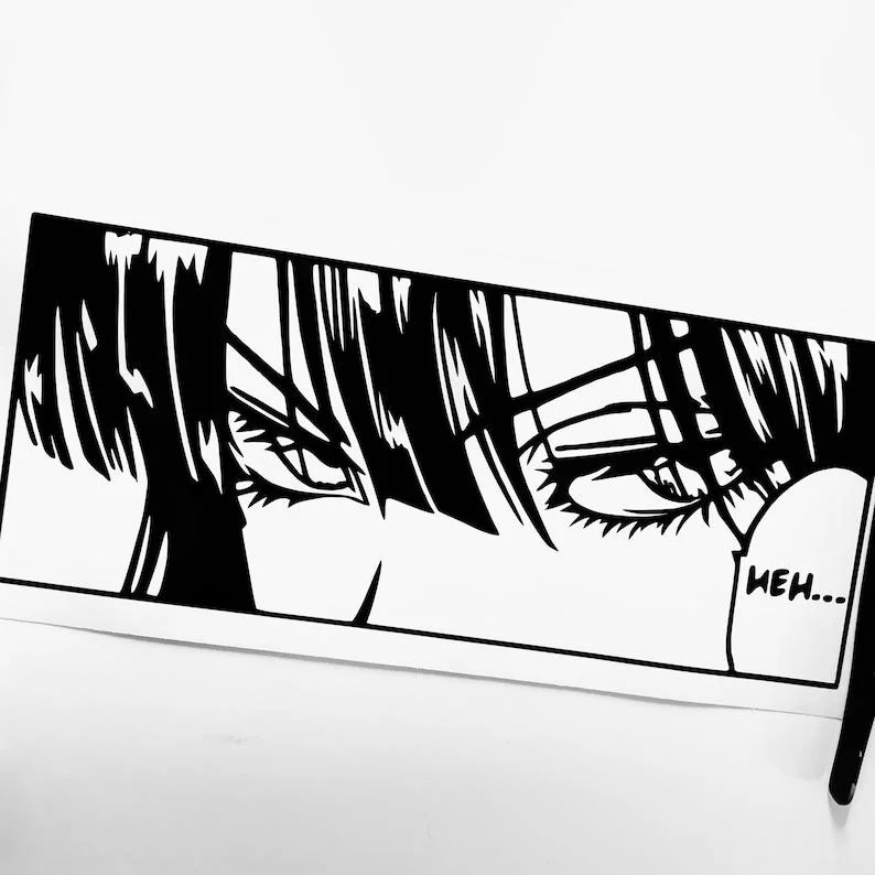 For Anime Eyes Vinyl Decal | Manga Panel Box Slap Sticker JDM Itasha Japanese Style Black and White Comic