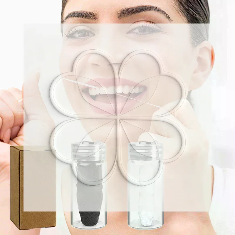 30m Vegan Biodegradable Bamboo Charcoal Dental Floss With Refillable Glass Holder Mint Flavored Tiny Floss