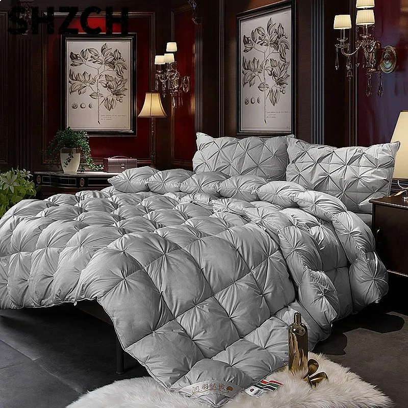Quilted 100% Goose Down Duvet 3D Luxury Comforter Winter Thick Blanket King Queen Size