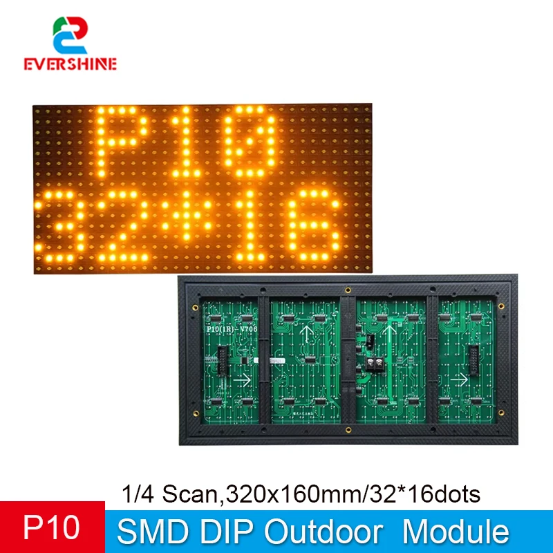 P10 Outdoor Waterproof Single Red White Blue Green Yellow Color Scrolling Program Message Sign LED Display Module