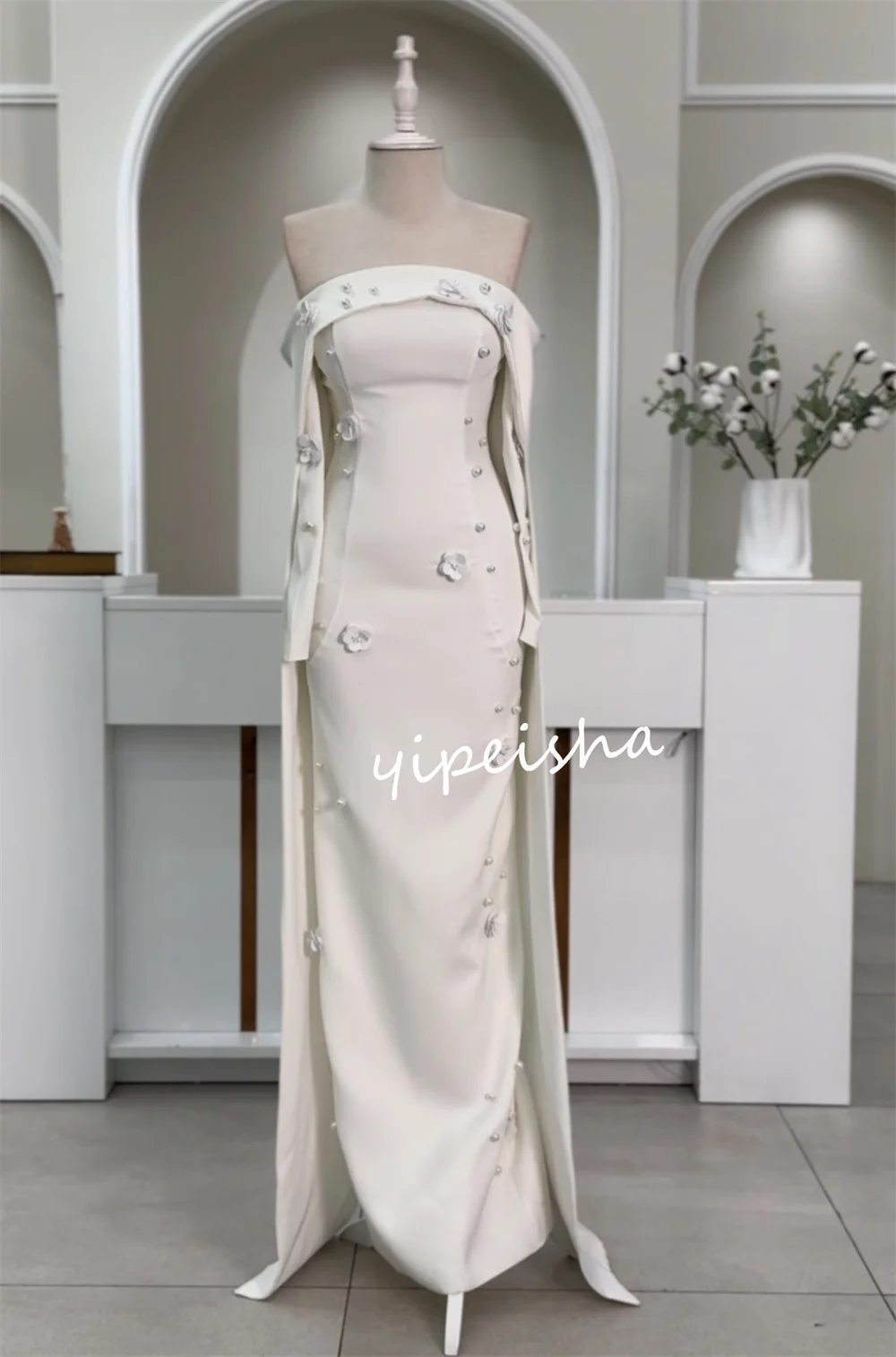 Customized High Quality Jersey Applique Straight Boat Neck Long Dresses Prom Dresses Classic Pastrol Chinese Style Sizes Availab