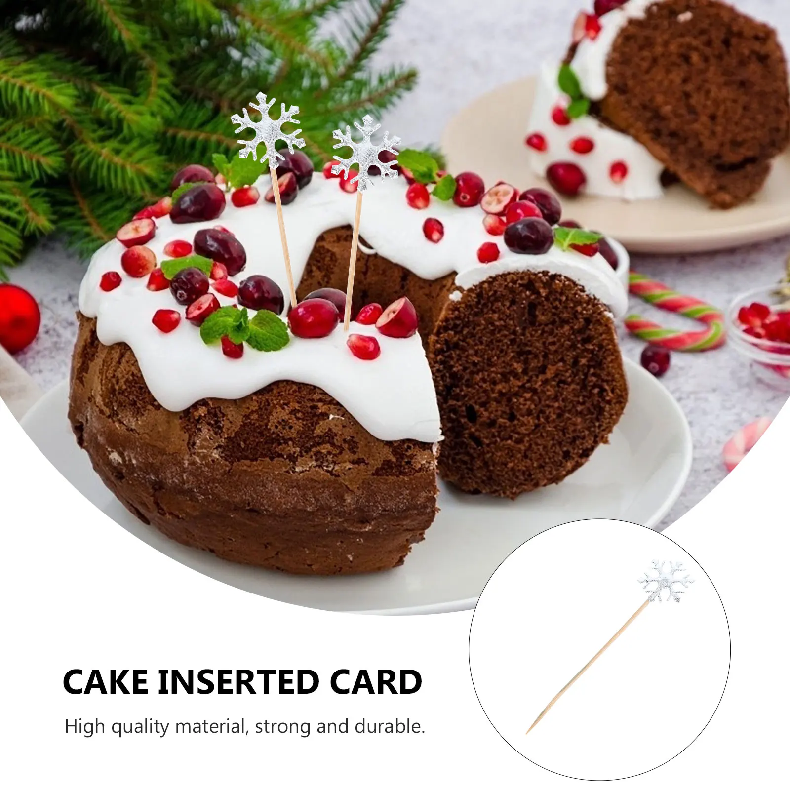 

50pcs Snowflake Cake Toppers Christmas Cupcake Decorations Xmas Dessert Accessories Party Birthday Cake Decorations Festive