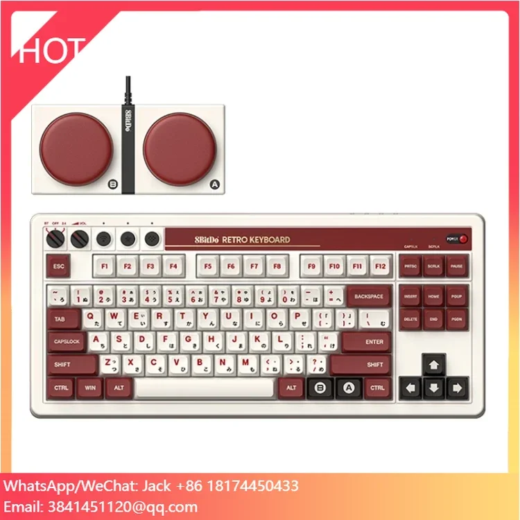 سعر الجملة 8Bitdo Retro 2.4G Wireless Full Key ثلاثي الوضع الميكانيكية 87 مفتاحًا لوحة مفاتيح الألعاب ذات المحور الأبيض لـ BT/2.4G/السلكية
