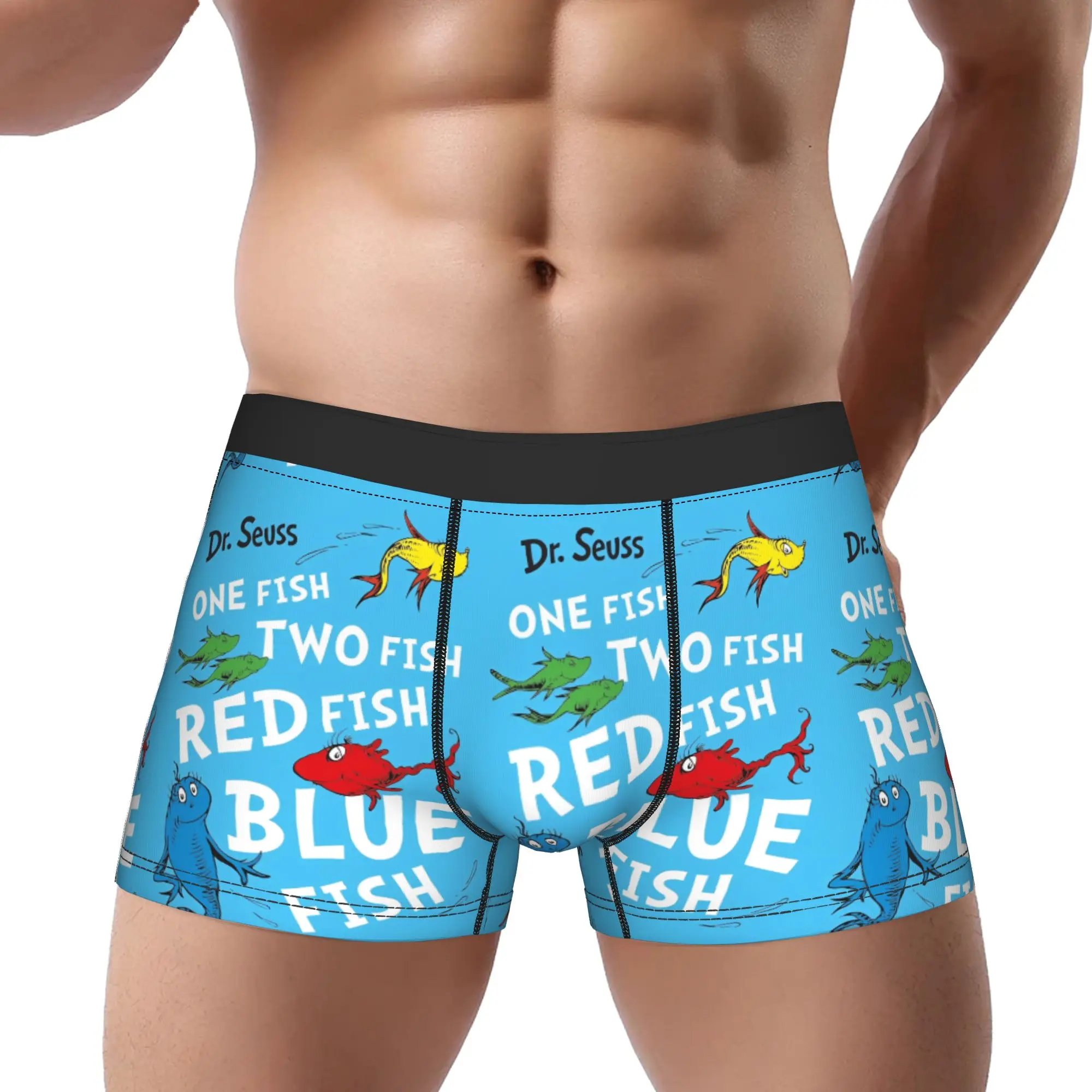 

Мужские трусы-боксеры с принтом One Fish Two Fish Red Fish Blue Fish