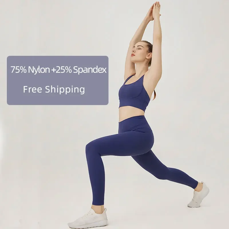 New Women's 2 piece Gym Sports Sets High Intensity Cross Back Sports Bra High Waist Elasticity Leggings Comfortable Sports Sets