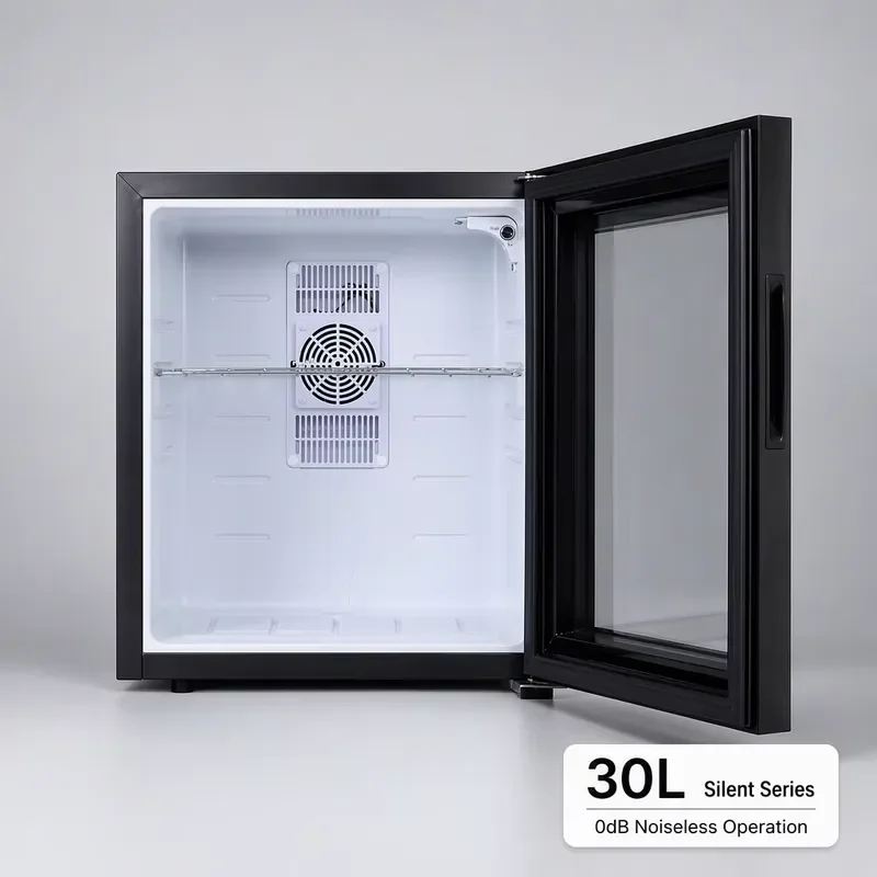 for   30L Mini Fridge Electric Glass Door Hotel Semiconductor Refrigerator Black Built-in LED Light  Certified