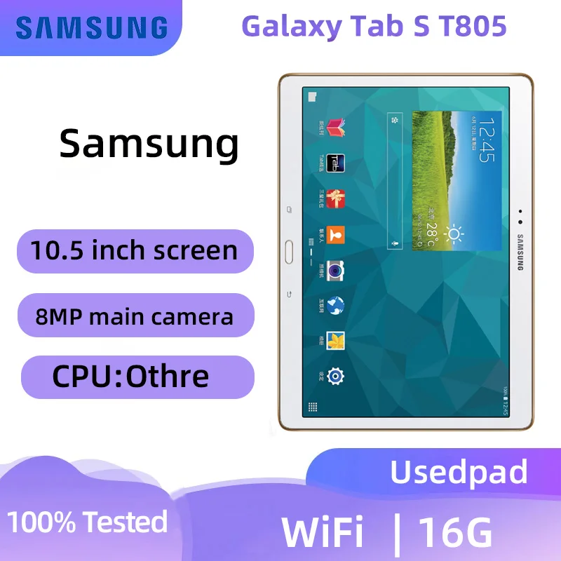 Samsung GALAXY Tab S T805 C LTE 10.5inch  2560x1600  7900mAh 8MP Camera Android  used pad