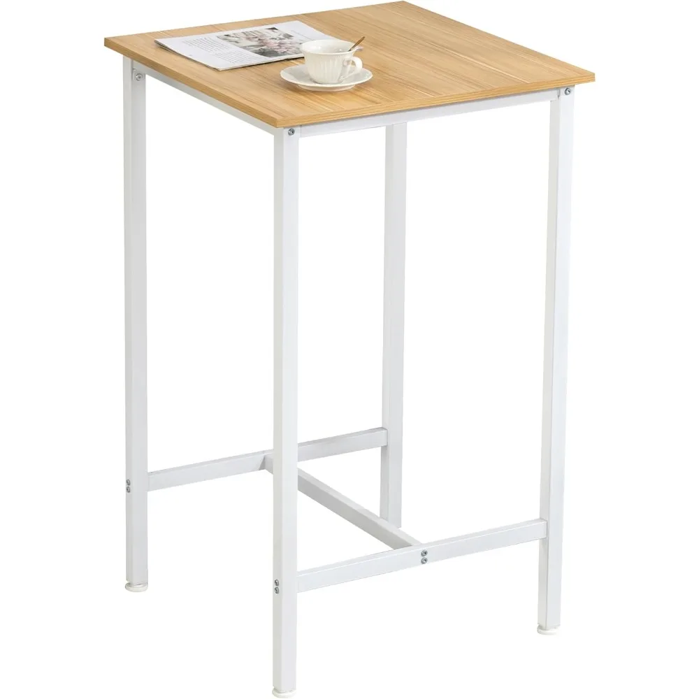 

Bar Table - 23.6" Pub Height Table, Square Top, Oak Beige & White