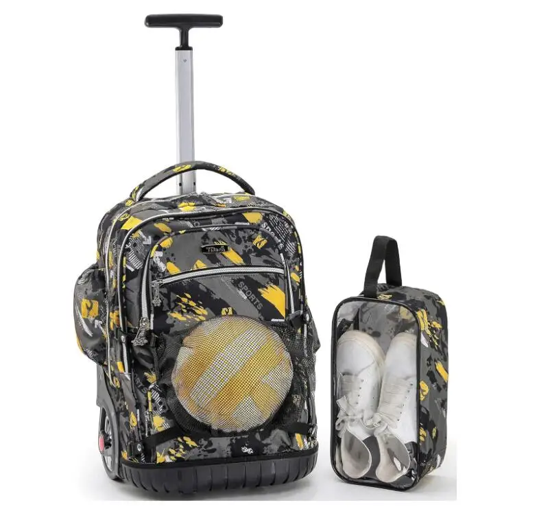 19 Inch Travel Trolley Bags for teenagers Oxford School Trolley Backpack For Boys Carry on hand luggag Rolling backpack Suitcase