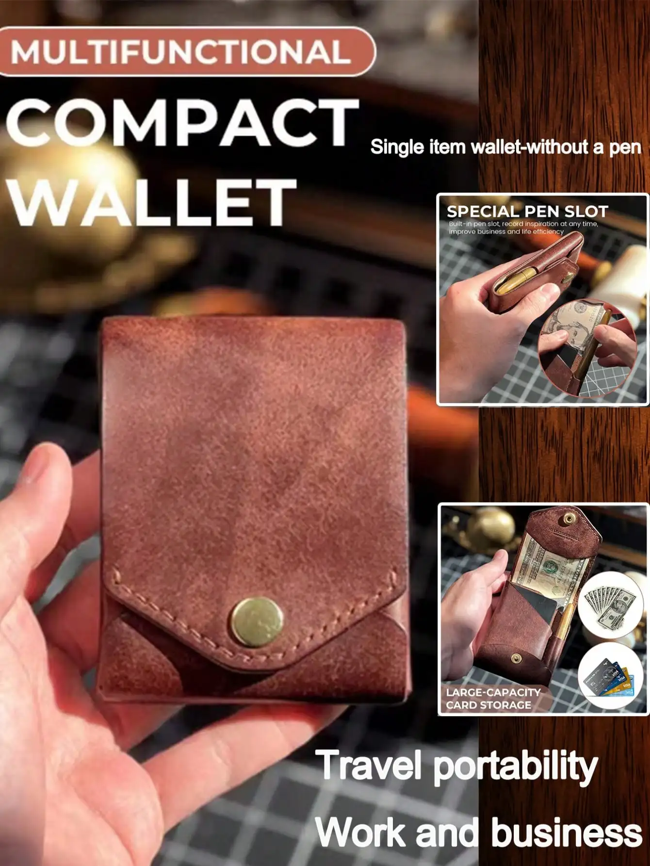 

Vintage Mini Coin Purse Magnetic Men's Wallet, Solid Color Multi-Function Card Holder, Fashion Winter Hot Selling Item
