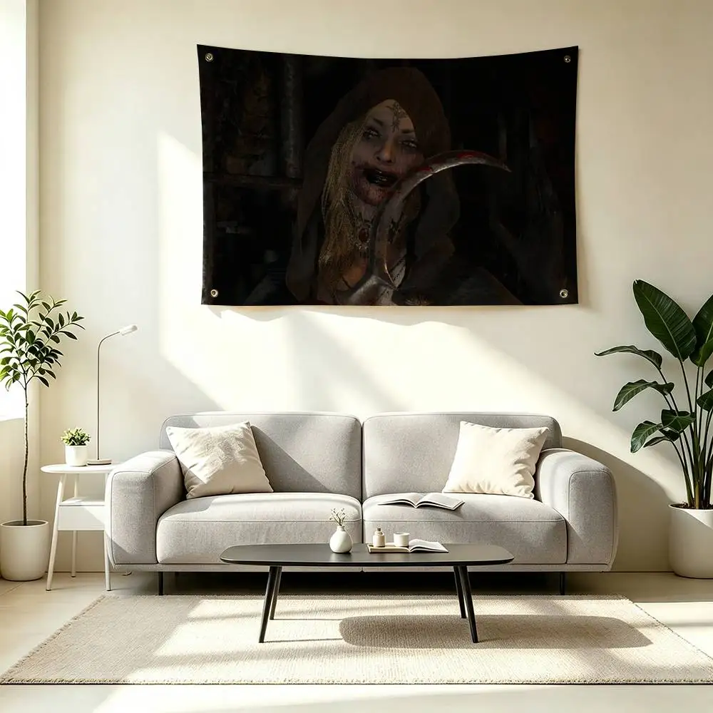 R-Resident Evil Village Horror Game Flags Wall Hanging Tapestry Outdoor Garage Room Decorative flag Background Blanket